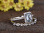 2 Carat Emerald Cut Aquamarine and Diamond Halo Wedding Ring Set in White Gold