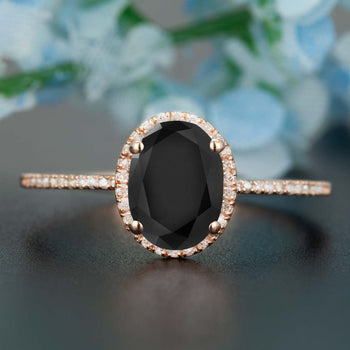 1.25 Carat Oval Cut Black Diamond and Diamond Engagement Ring in Rose Gold Dazzling Ring