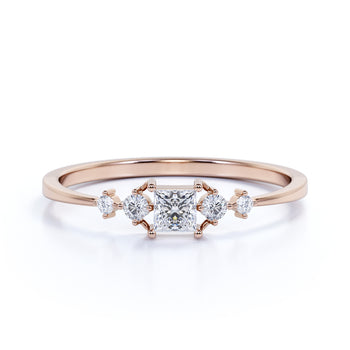 Charming Princess Cut Diamond Stacking Wedding Ring in Rose Gold
