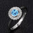 Antique 1.25 Carat Round Cut Aquamarine and Diamond Halo Engagement Ring in White Gold