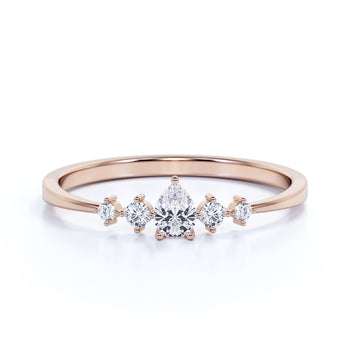 Charming Pear Cut Diamond Stacking Wedding Ring in Rose Gold