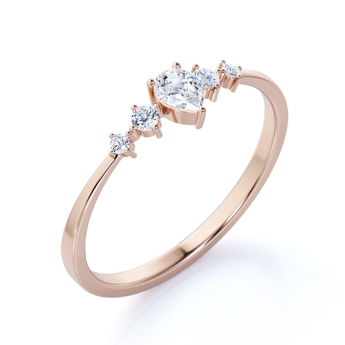 Charming Pear Cut Diamond Stacking Wedding Ring in Rose Gold