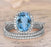 Perfect 2.25 Carat Oval Cut Aquamarine and Diamond Trio Halo Wedding Ring Set in White Gold