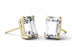 Minimalist 4 Prong 2 Carat Emerald Cut Moissanite Stud Earrings in Yellow Gold