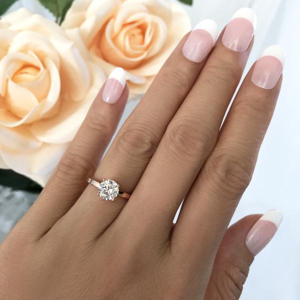 1 Carat Round Cut Solitaire Stacking Style Engagement Ring in Rose Gold over Sterling Silver