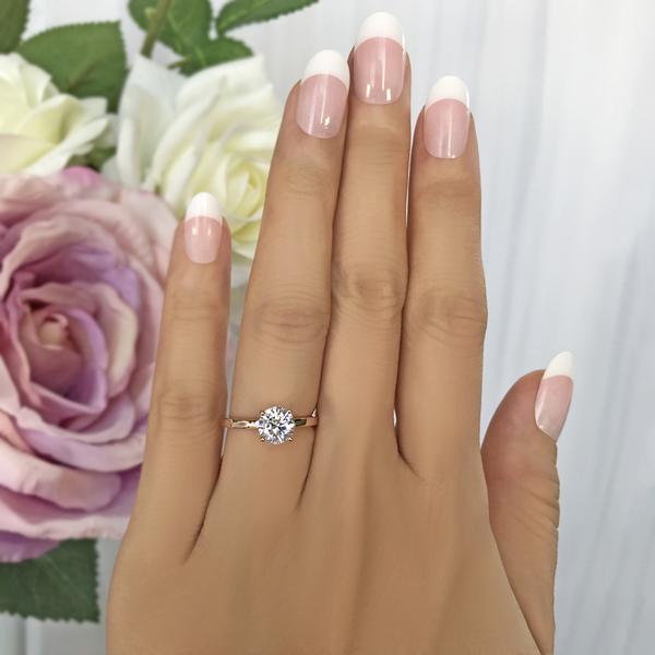 Classic 1 Carat Round Cut Solitaire Engagement Ring in Rose Gold over Sterling Silver