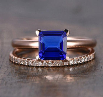 1.25 Carat Blue Sapphire and Diamond Halo Bridal Set in 9k Rose Gold: On Limited Time Sale