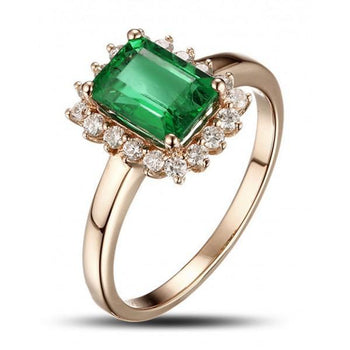 1.25 Carat Emerald and Diamond Engagement Ring