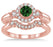 1.25 Carat Emerald & Diamond Antique Three Stone Flower Halo Bridal Set on Rose Gold