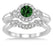 1.25 Carat Emerald & Diamond Antique Three Stone Flower Halo Bridal Set on White Gold