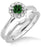 1.25 Carat Emerald & Diamond Bridal set Halo on 9k White Gold