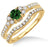 1.5 Carat Emerald & Diamond Bridal set on 9k Yellow Gold