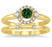1.25 Carat Emerald & Diamond Elegant Flower Halo Bridal Set on 9k Yellow Gold