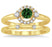 1.25 Carat Emerald & Diamond Elegant Flower Halo Bridal Set on Yellow Gold