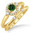 1.25 Carat Emerald & Diamond Elegant Flower Halo Bridal Set on Yellow Gold