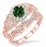1.25 Carat Emerald & Diamond Vintage floral Bridal Set Engagement Ring on 9k Rose Gold