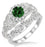 1.25 Carat Emerald & Diamond Vintage floral Bridal Set Engagement Ring on 9k White Gold