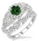 1.25 Carat Emerald & Diamond Vintage floral Bridal Set Engagement Ring on White Gold