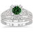 1.25 Carat Emerald & Diamond Vintage halo floral Bridal Set Engagement Ring on White Gold