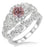 1.25 Carat Morganite & Diamond Vintage Floral Bridal Set Engagement Ring on White Gold