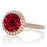1.25 Carat Round Halo Classic Diamond and Ruby Engagement Ring