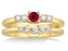 1.25 Carat Ruby & Diamond Affordable Bridal Set on 9k Yellow Gold
