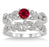 1.25 Carat Ruby & Diamond Antique Flower Bridal Set on 9k White Gold
