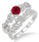 1.25 Carat Ruby & Diamond Antique Flower Bridal Set on 9k White Gold