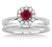 1.25 Carat Ruby & Diamond Bridal set Halo on White Gold