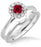1.25 Carat Ruby & Diamond Bridal set Halo on White Gold