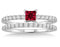 1.25 Carat Ruby & Diamond Bridal Set on 9k White Gold