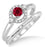 1.25 Carat Ruby & Diamond Elegant Flower Halo Bridal Set on White Gold