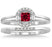 1.25 Carat Ruby & Diamond Elegant Halo Bridal Set on 9k White Gold