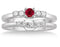 1.25 Carat Ruby & Diamond Inexpensive Bridal Set on White Gold
