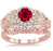 1.25 Carat Ruby & Diamond Vintage floral Bridal Set Engagement Ring on 9k Rose Gold