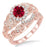 1.25 Carat Ruby & Diamond Vintage floral Bridal Set Engagement Ring on 9k Rose Gold