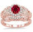 1.50 Carat Ruby & Diamond Vintage floral Bridal Set Engagement Ring on Rose Gold