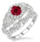 1.25 Carat Ruby & Diamond Vintage floral Bridal Set Engagement Ring on 9k White Gold