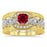 1.25 Carat Ruby & Diamond Vintage Trio Bridal Set Engagement Ring on White Gold