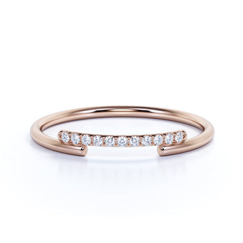 Minimalist Stackable Ring with Round Shape Diamonds in Rose Gold