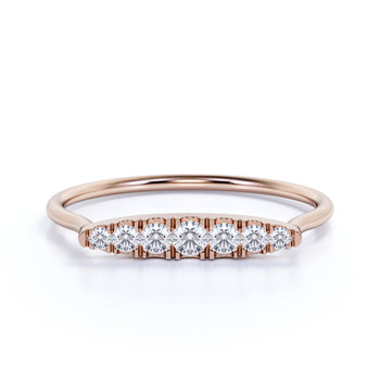 7 Stone Stackable Wedding Band with Round Diamonds in Rose Gold