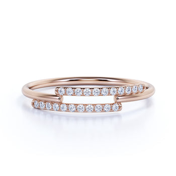 Minimalist Stacking Ring with Round Cut Diamonds