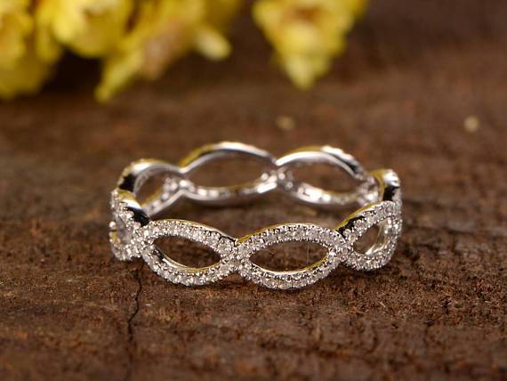 1 Carat infinity eternity Wedding Ring Band in White Gold