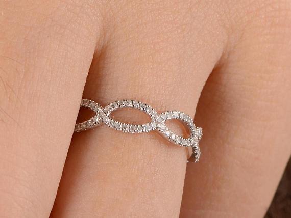 1 Carat infinity eternity Wedding Ring Band in White Gold