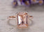 Unique Halo 1.50 Carat Emerald Cut Morganite and Diamond Engagement Ring in Rose Gold