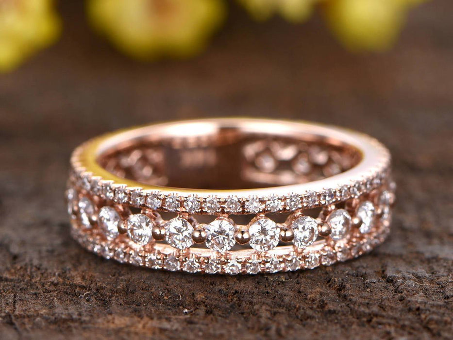 .50 Carat Round Cut Diamond Wedding Ring Band in Rose Gold