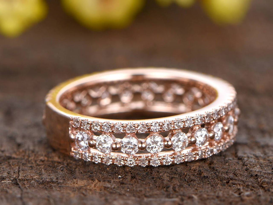 .50 Carat Round Cut Diamond Wedding Ring Band in Rose Gold