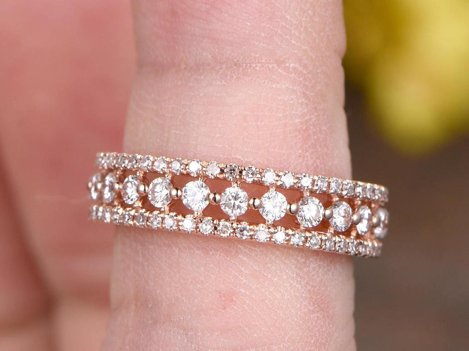 .50 Carat Round Cut Diamond Wedding Ring Band in Rose Gold