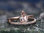1.50 Carat Pear Cut Morganite and Diamond Wedding Ring Set in Rose Gold