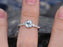 Antique 1.25 Carat Round Cut Aquamarine and Diamond Wedding Ring in White Gold